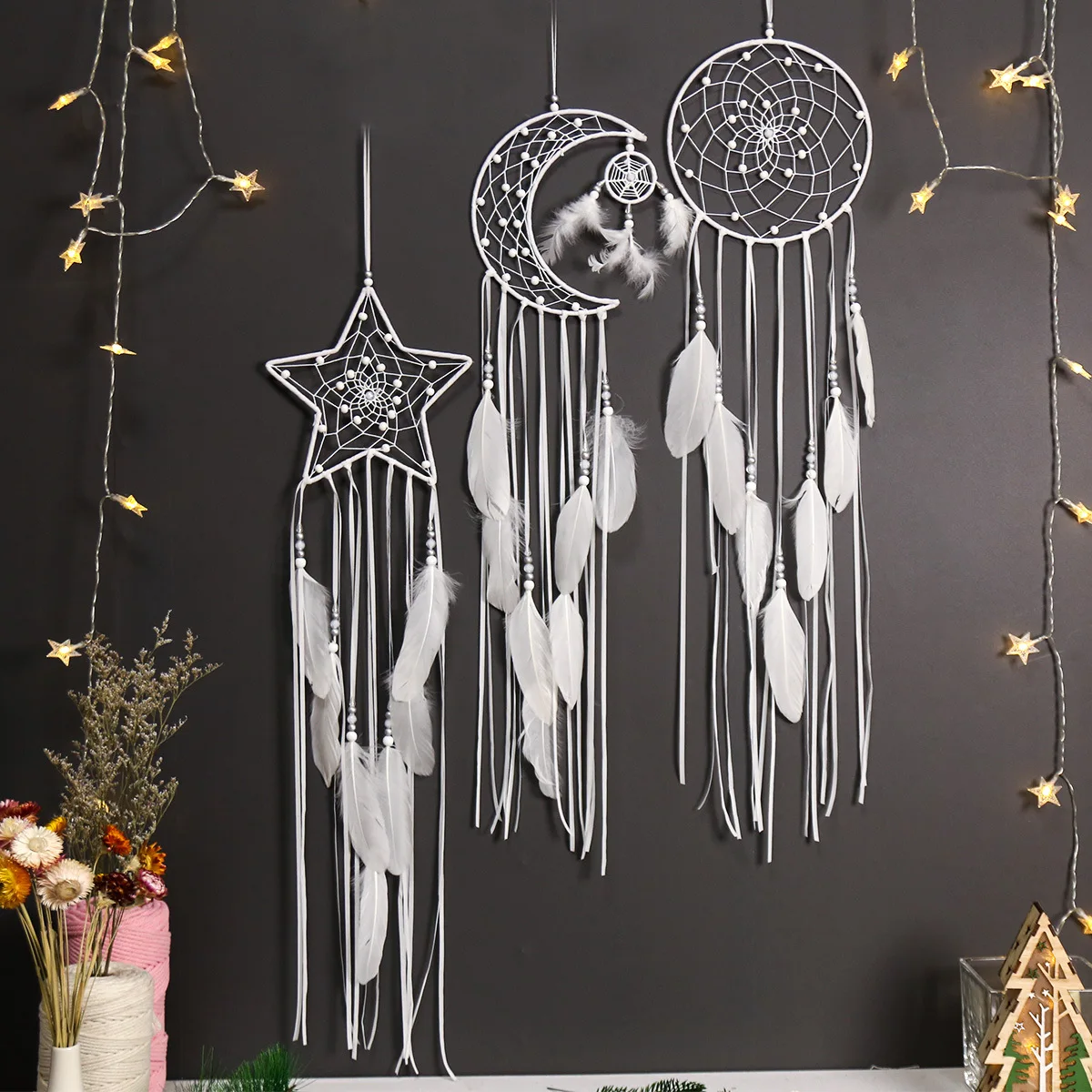Wholesale Dreamcatcher Wall Art Hanging Dream Catcher Star&Moon Dream Catcher Crafts for Wall decor