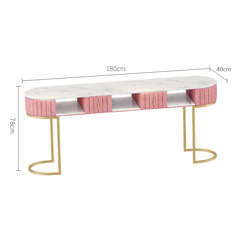 Fashion Light Luxury Modern Nail Table Simple Metal Salon Furniture Marble Art Nail Table Set