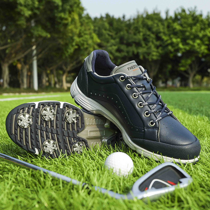 PDEP big size 7-14 professional mens golf sport shoes non slip nail lace up leather top mens sneakers