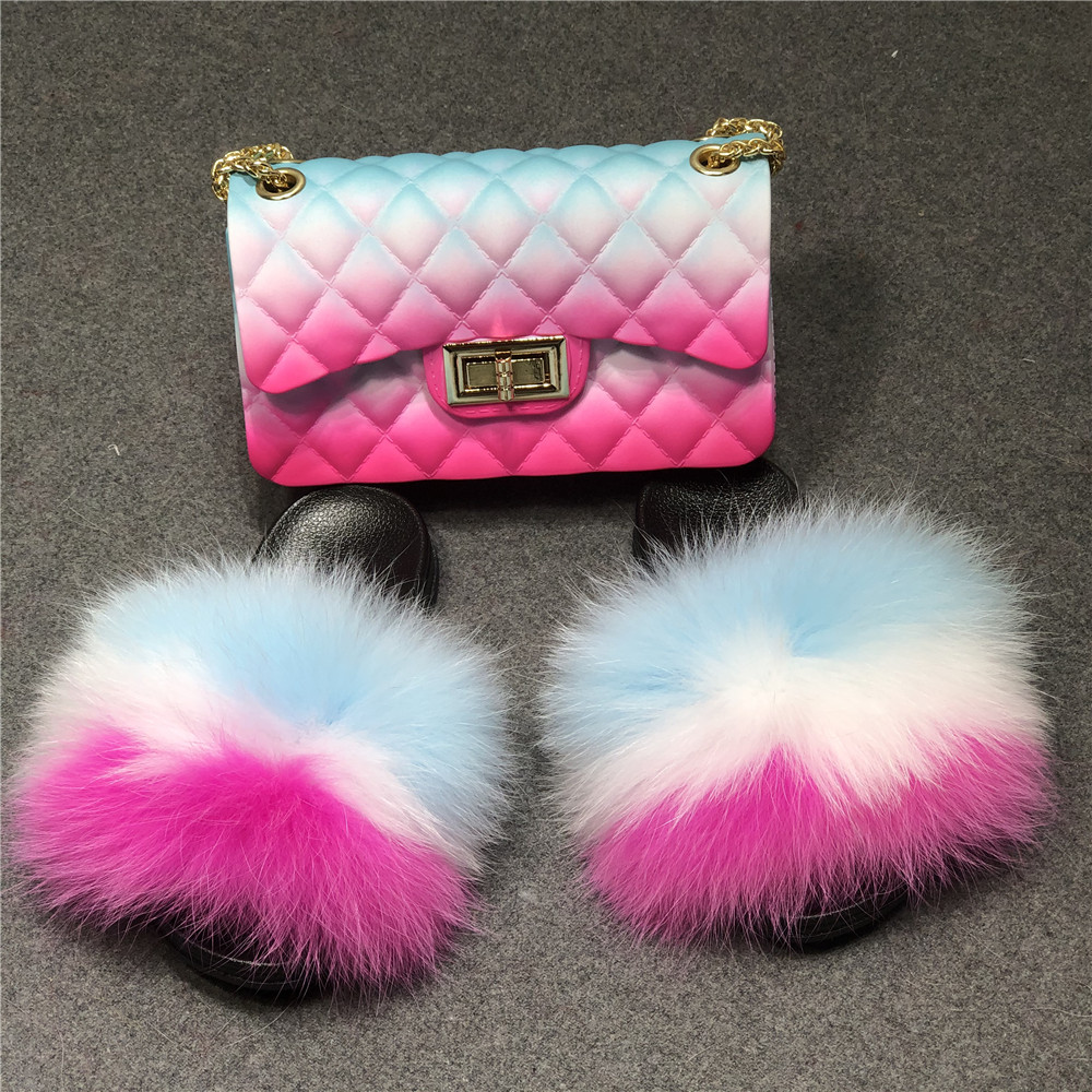 Summer Hot Deisgn Factory Sandals Non-slip Slippers Kids Furry Slides Jelly Purse And Fur Slides