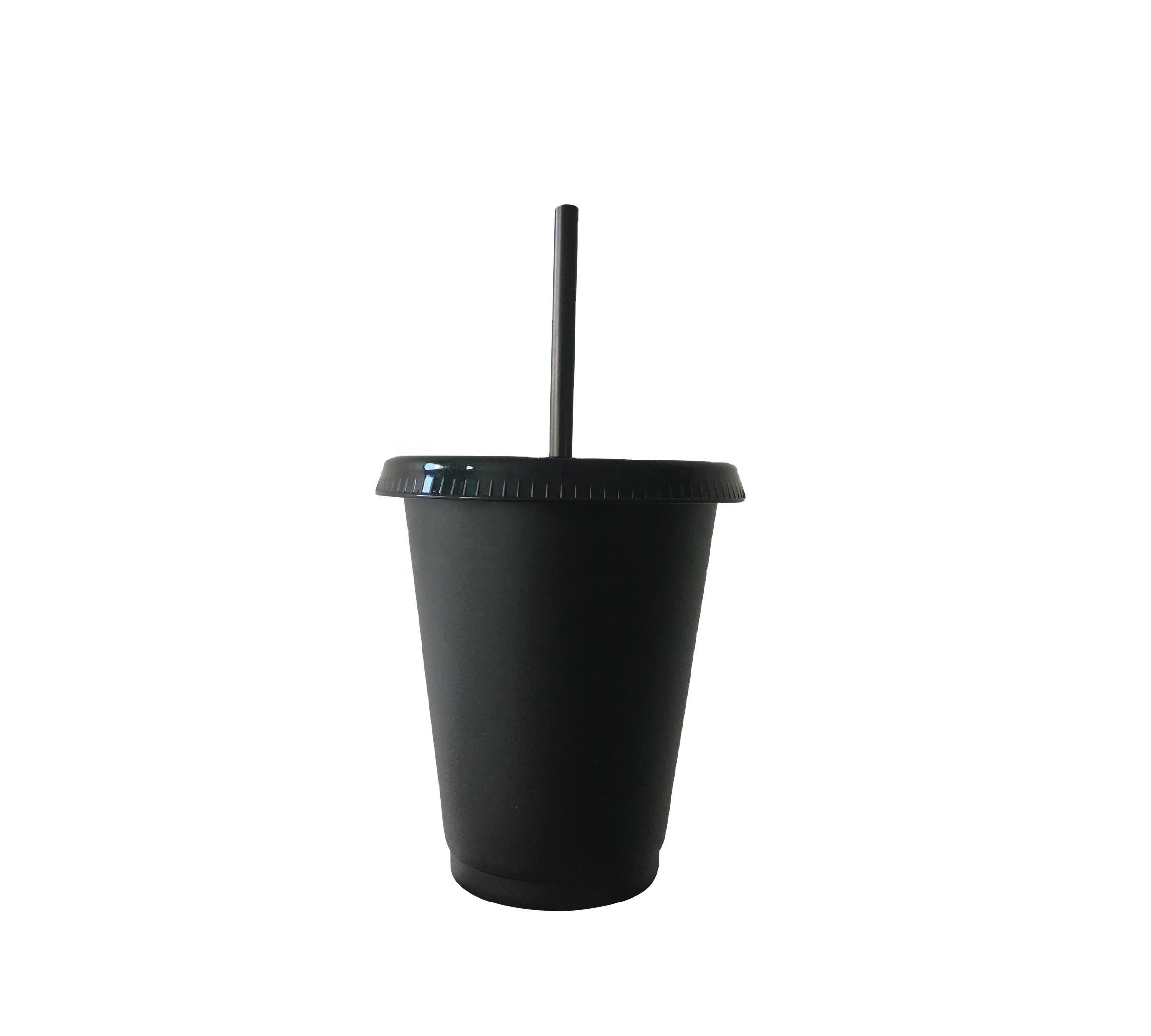 Amason горячая распродажа 24OZ/16OZ пластиковая черная кружка с крышкой и соломинкой