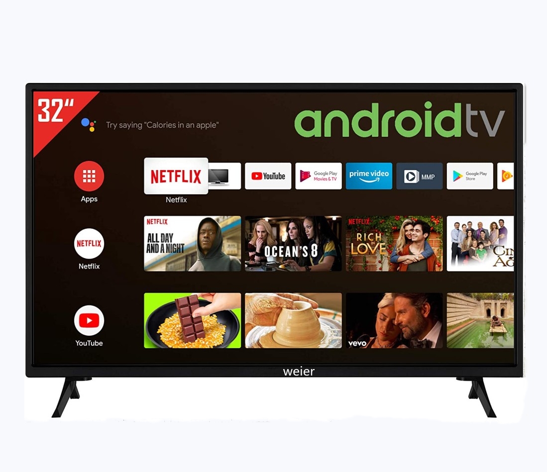 Weier 32 дюймов плоский экран с ЖК-дисплеем Светодиодная лампа Full-HD TV Android9.0 смарт-телевизоров