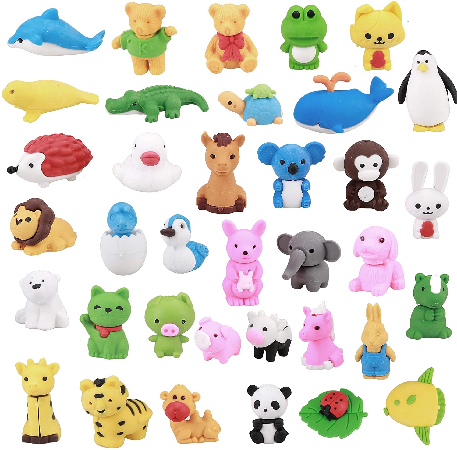 Animal Pencil Erasers Bulk Kids Japanese Come Apart Puzzle Mini Cute Eraser for Party Favors
