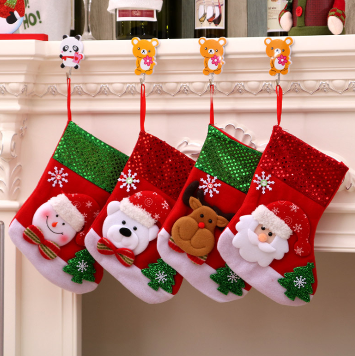 Nice 2021 Christmas Party Decorations Supplies Red And Black Plaid Car Print Stocking Christmas Tree christmas socks Gift Bag