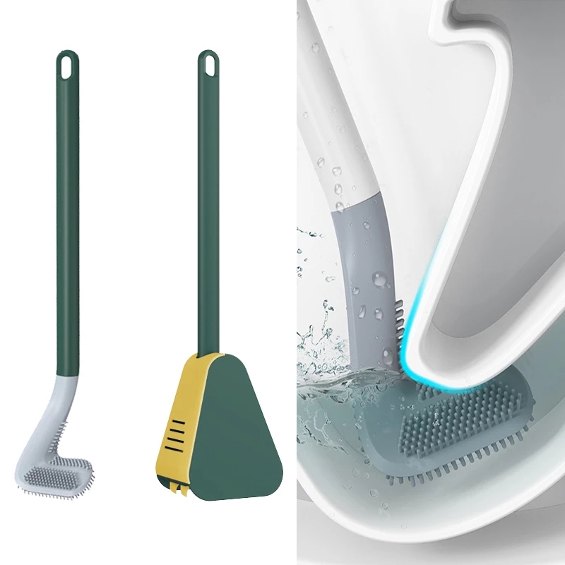Hot Sale Golf Silicone Toilet Brushes With Holder Set Long Handled Toilet Cleaning Brush Modern Hygienic Bathroom Accessories