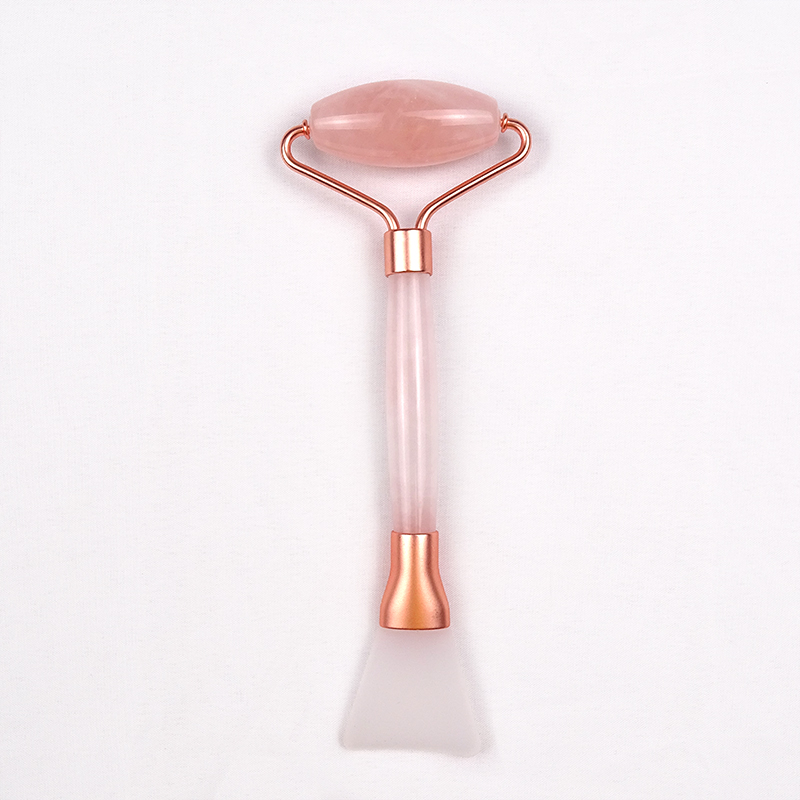 Beauty Tools 100% Natural Anti Aging Rose Quartz Facial massager face roller with Silicone Mask Brush
