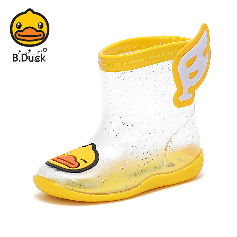 Непромокаемые ботинки B.DUCK для мальчиков и девочек, прозрачные Нескользящие, водонепроницаемые, с мультяшным рисунком