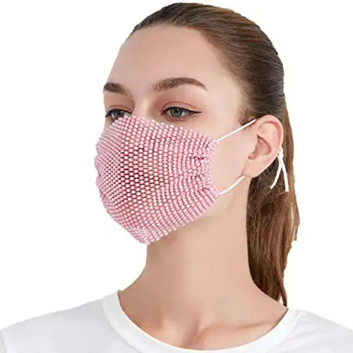 Ready to ship mesh face cover fashionable multicolor acrylic anti-dust face shield party mask luxury facemask
