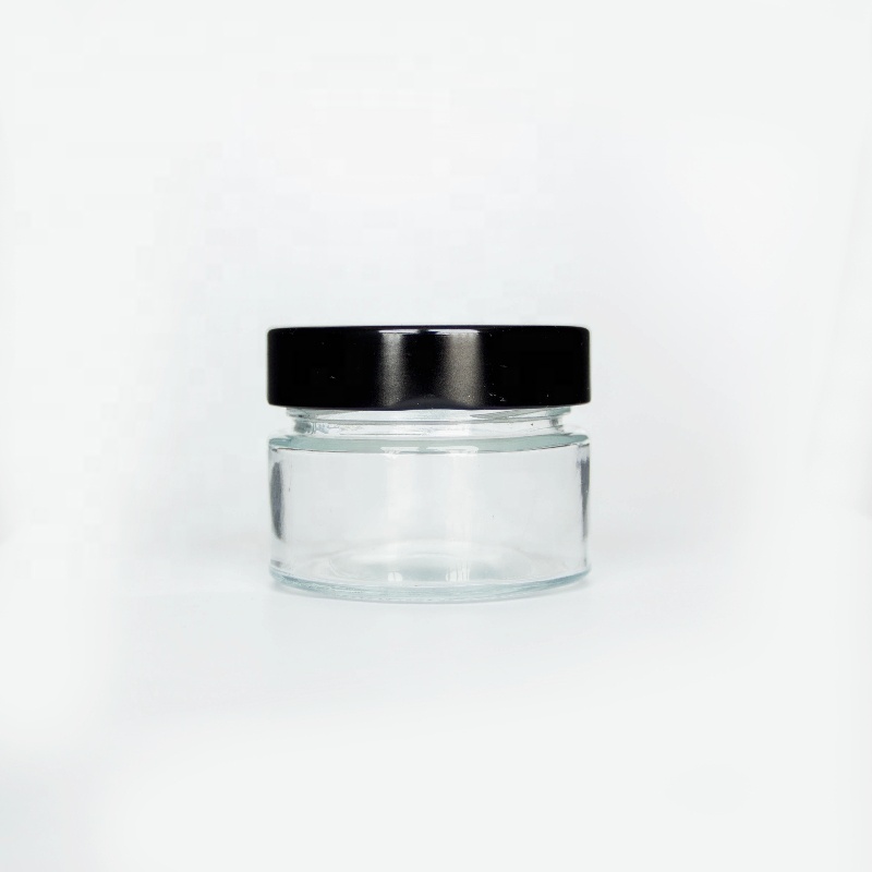 220 ML Ergo Glass Jar Empty Bottle Black Lid Aluminum Honey Container