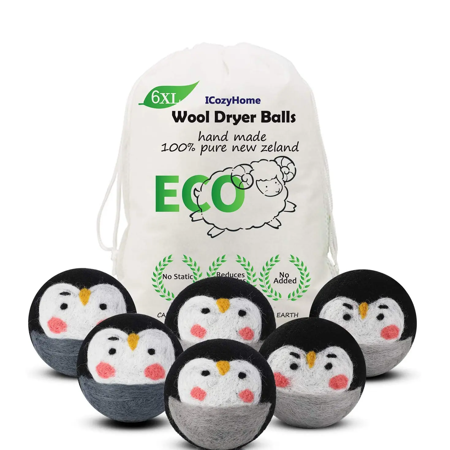 Wool laundry dryer balls premium