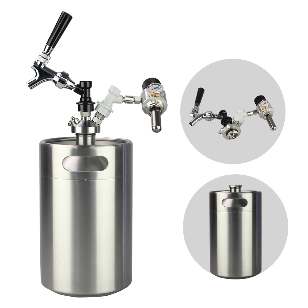 1 Gallon 128 Ounce Stainless Steel Double Wall Insulated Growler with Tap Dispenser