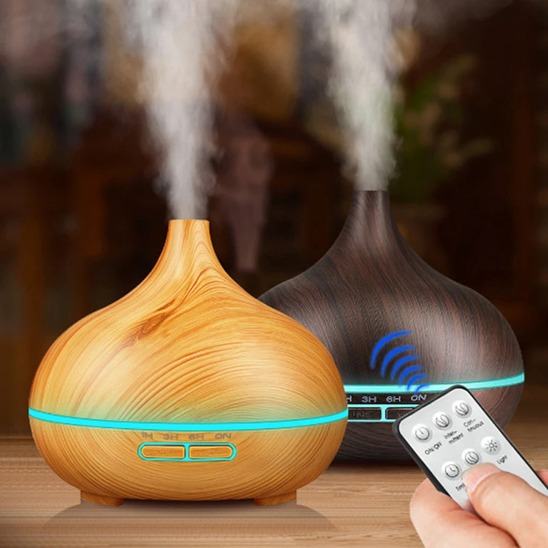 550ML Electric Aroma Diffuser Essential Oil Diffuser Air Humidifier Ultrasonic Remote Control Color LED Lamp Mist Maker Car Home