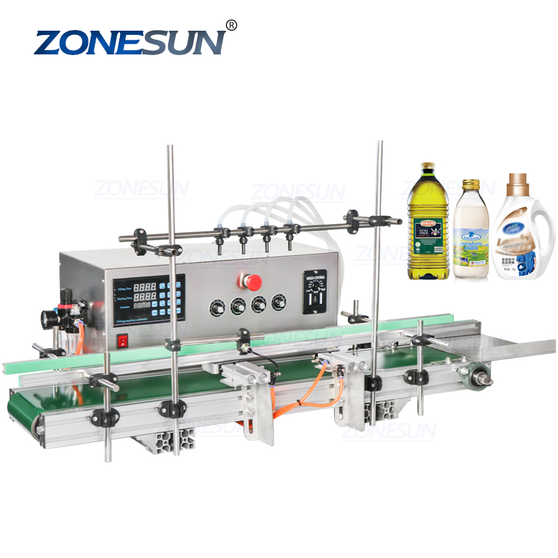 ZONESUN ZS-DTDP5-4 мембранный насос автоматический мыльный жидкий дезинфицирующее средство для рук Бутылка оливковое масло разливочная машина Пневматический 4 насадки