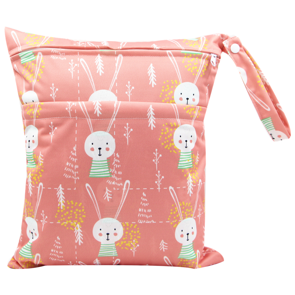 Asenappy Waterproof Diaper Wet Bags Double Zipper Travel Printed Bag