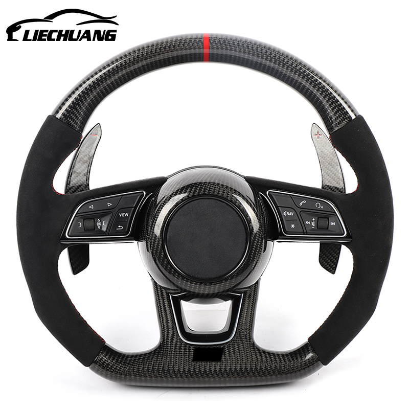 Custom Alcantar carbon fiber steering wheel For Aud i 2017-2019 rs3 rs4 rs5 s3 s4 s5 racing wheel convertible