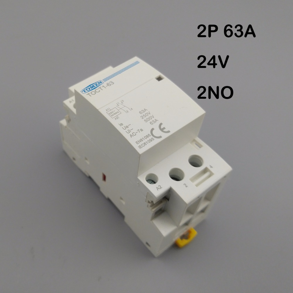 TOCT1 Американская классификация проводов 2р 63A переменного тока 24V 50/60HZ Din rail бытовой AC Контактор В соответствии с стандартом 2NO