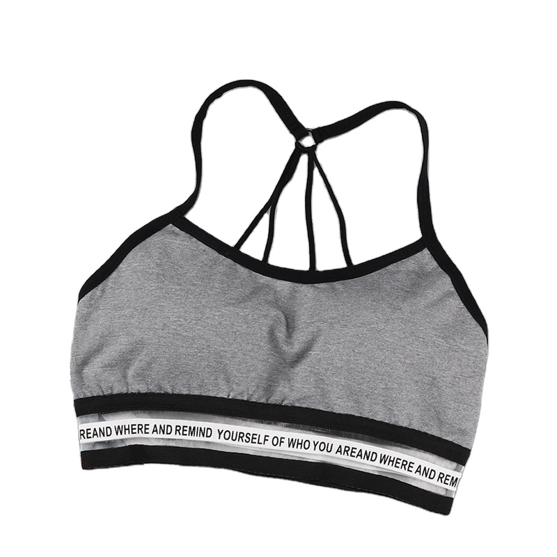 Seamless letters wire-free cross back movement comfortable breathable chest wrap yoga underwear student chest Girl Lady Vest