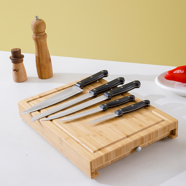 Hot Sale High Quality Durable Bamboo Cheese Cutting Board Set With Cutlery