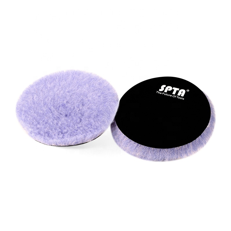 SPTA 5 Inch High Quality  Lambs Wool Polishing Buffing Pad Wool Polisher Pads For Car Detailing Waxing Polishing Buffer