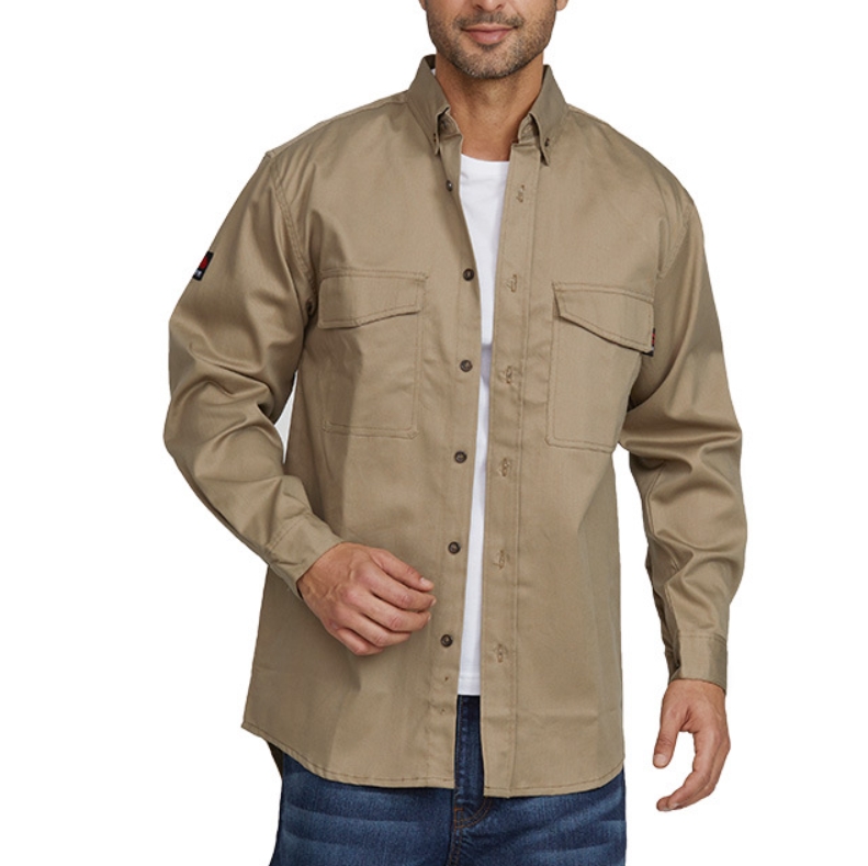 Custom Fire Resistant Fr Men's Shirts 100% Cotton Long Sleeve Plus Size Plain Work Shirts Flame Retardant Welding Clothing
