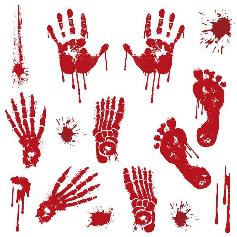 Halloween Sticker Bloody Wall Decal Floor Clings with Tattoo Stickers Spooky Window Stickers for Halloween Party Decorations