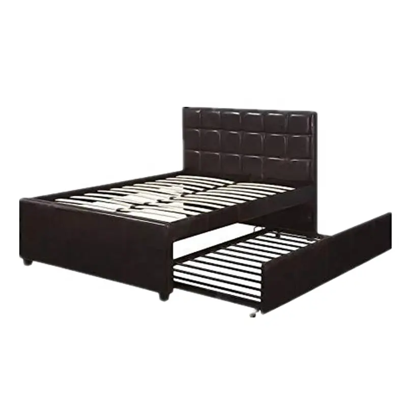 New design leather sofa bed with trundle push and pull out trundle bed