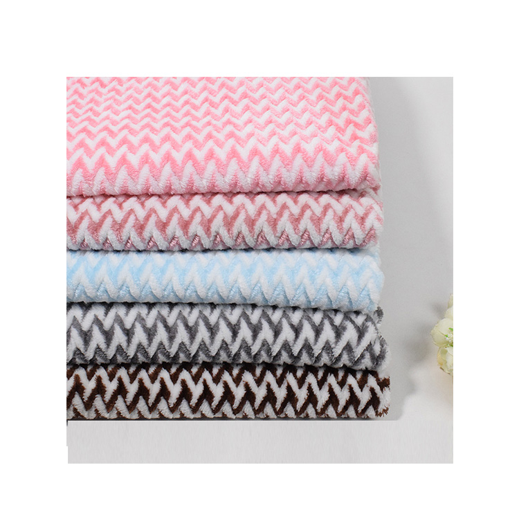 KINGCASON Wholesale New Style 100% Polyester Anti-pill Knitting Jacquard Flannel Fleece With Wave Pattern For Bed Sheets