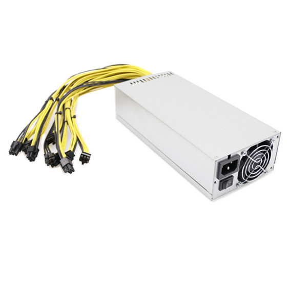2400W 92% enficiency 10 * 6Pin высокой мощности сервера добыча блок питания с двумя 8-сантиметр в форме ручки с двумя шарами вентилятор