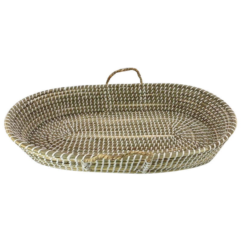 Jinliu Wholesale Seagrass Baby Changing Basket Crib Waterproof Pad Babys Mose Mat Handmade Table Baskets