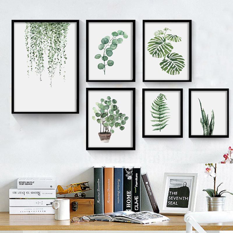 Modern Pastoral Simple Tropical Green Plant Leaf Wall Art Decoration Canvas Painting