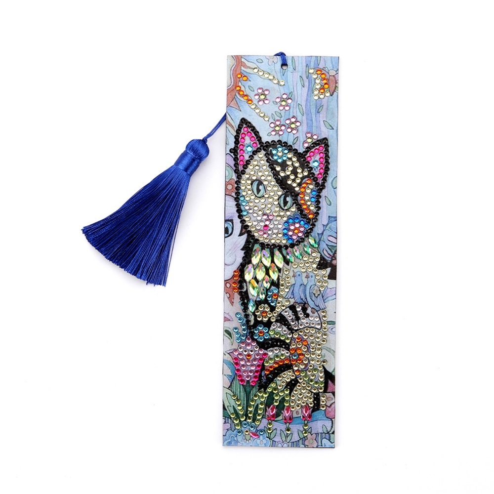 5D DIY Special Shaped Diamond Painting Leather Bookmark Diamond Embroidery Tassel Book Marks