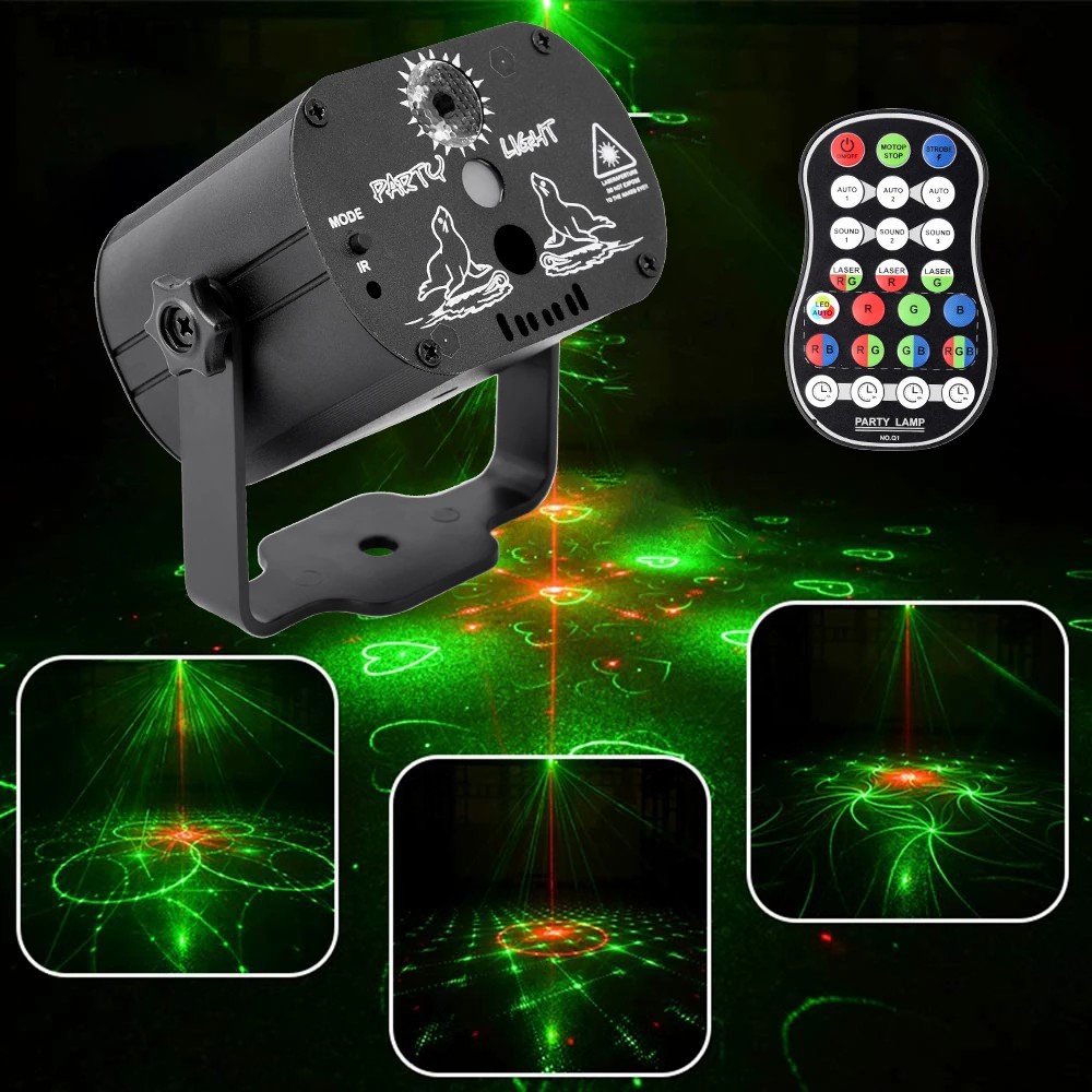 Миниатюрный RGB диско-светильник с USB-зарядкой, светодиодный лазерный сценический проектор с голосовым управлением, красный, синий, зеленый цвета, лампа для диджея, лампа для свадьбы, дня рождения