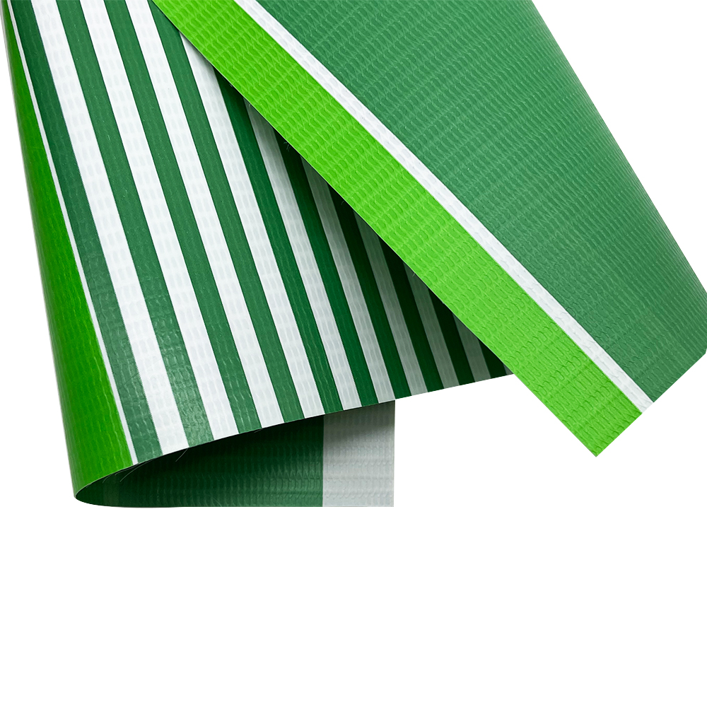 Outdoor Anti-UV Tarpaulin PVC Striped Awning Fabric Factory Stripe PVC Tarpaulin