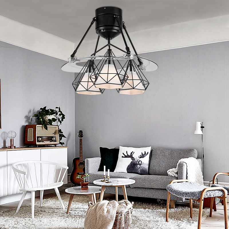 Modern Remote Control Black White Invisible Ceiling Fan Lights LED Ceiling Fan With Contracted Modern style