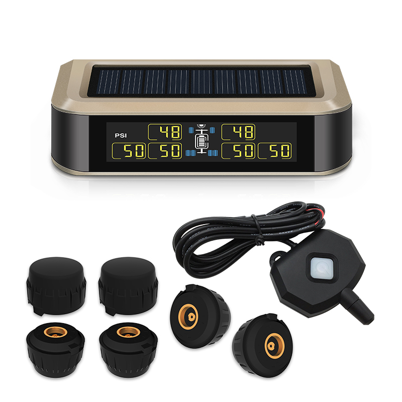 Wireless Tire Pressure Monitoring System for RV 6 Tyre Sensors Solar TPMS with External sensor