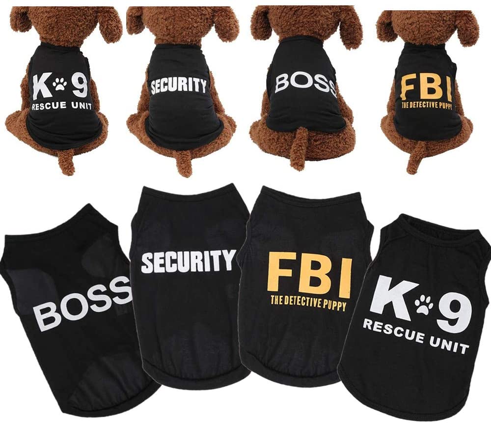 Pet Supplies 2021 Outfits Cat Clothing Black Security Vest Funny Apparel Puppy Clothes for Small Dog Boy
