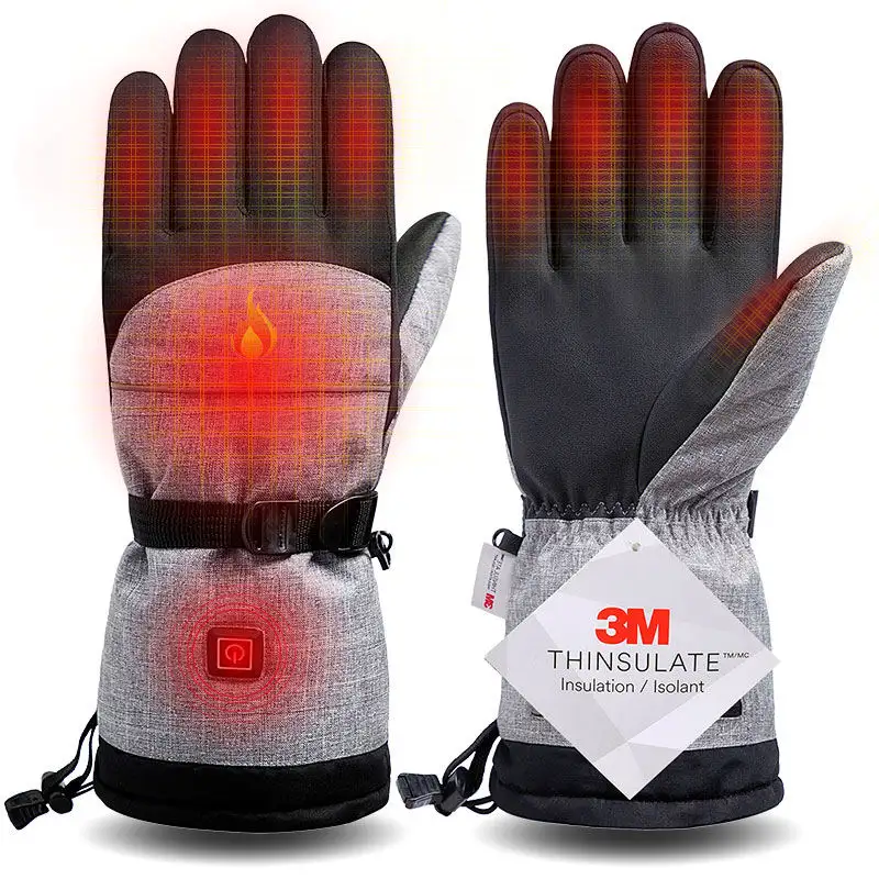 AdjustableBattery Temperature Rechargeable Heated Cycling Ski Snow Winter Gloves Customized Logo Five Fingers Heating Gloves