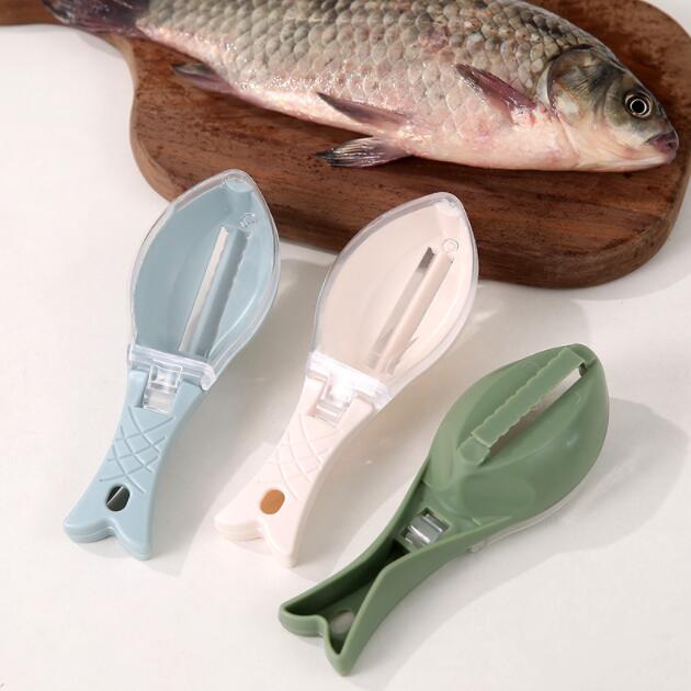 2023New Design Fish Scraper Skin Scraper Brush With Cover Household Kitchen Manual Fish Scraper Griddle Cleaning Tools