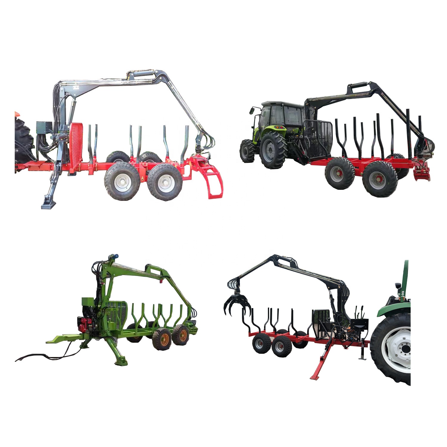 China log crane with hydraulic pump Forestry Machinery Grapple Log Trailer with Crane