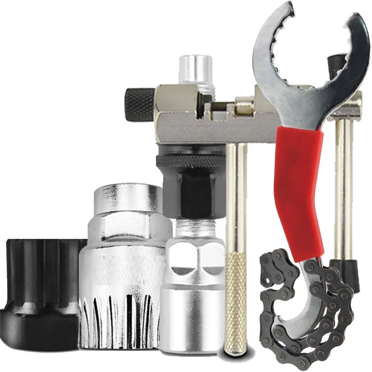 Bike Wrench with Chain Tail Hook Bicycle Tools Kit Crank Puller Chain Splitter Cutter Breaker Flywheel Remover Bike Repair Tool