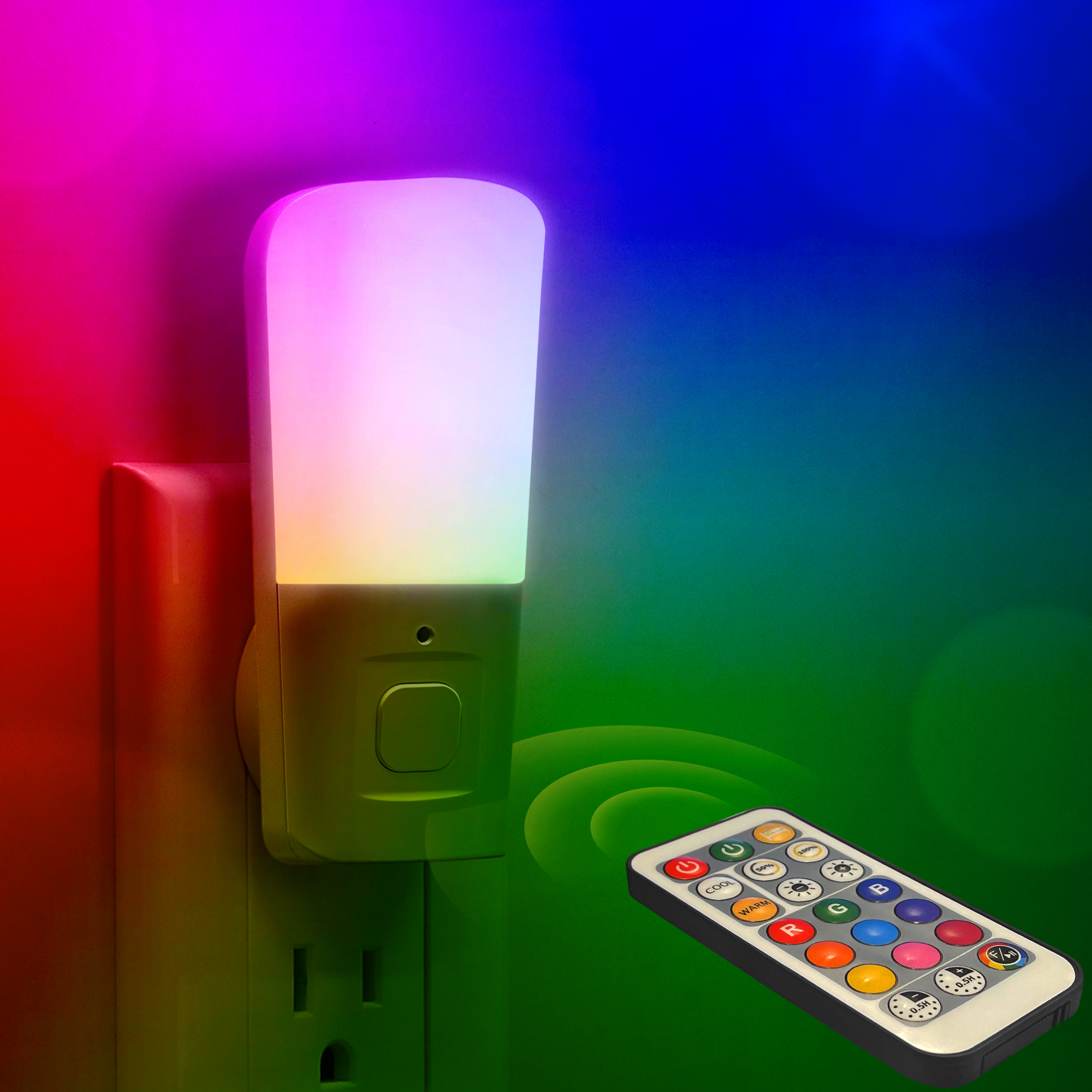 LOHAS 2024 Bedroom RGB Plug In Wall Led Night Lights RGB Color Remote Control Energy Saving Bed Lamp Night Lights For Baby Kids