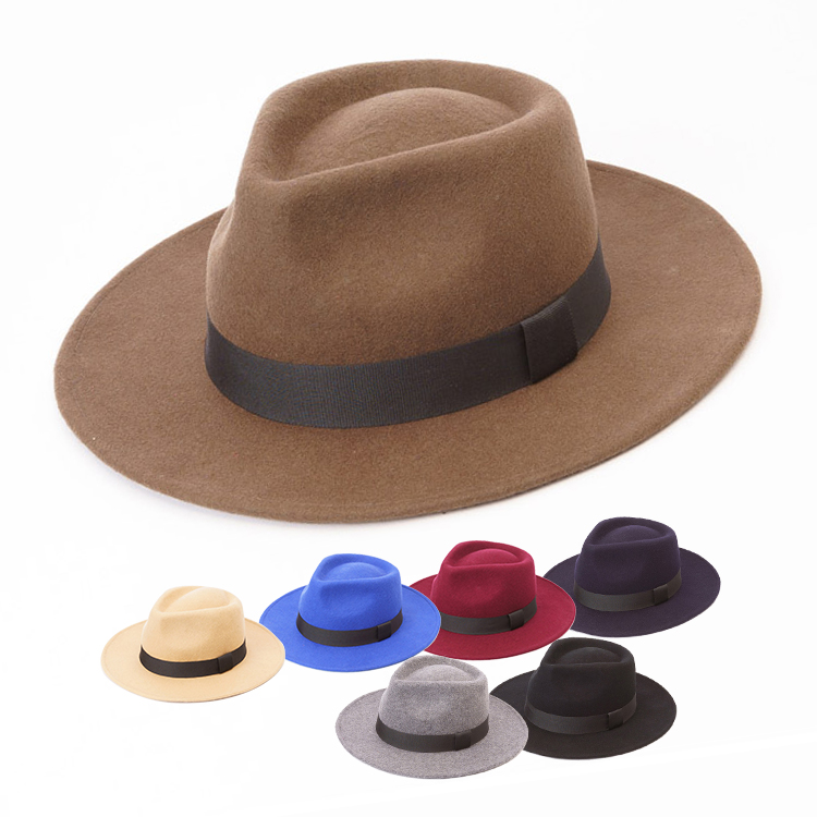 Wholesale 100% Wool Comfortable Wide Brim Fedora Hats For Men
