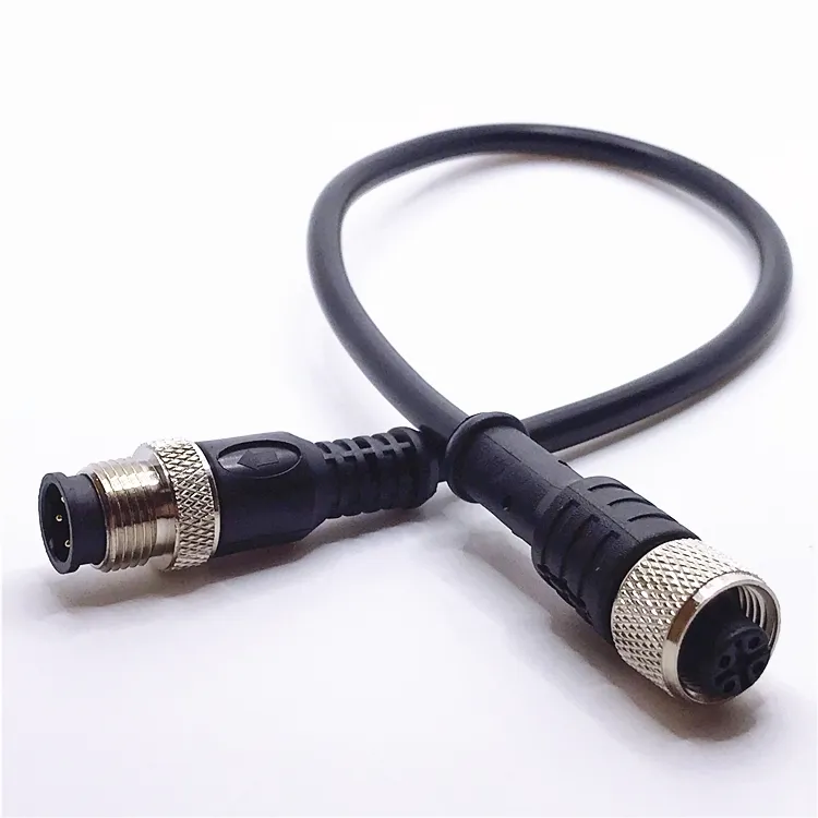 Waterproof M8 M12 Male Female 3 4 5 8 12 Pin Sensor Connector Extension Cable M12 with 1M Length