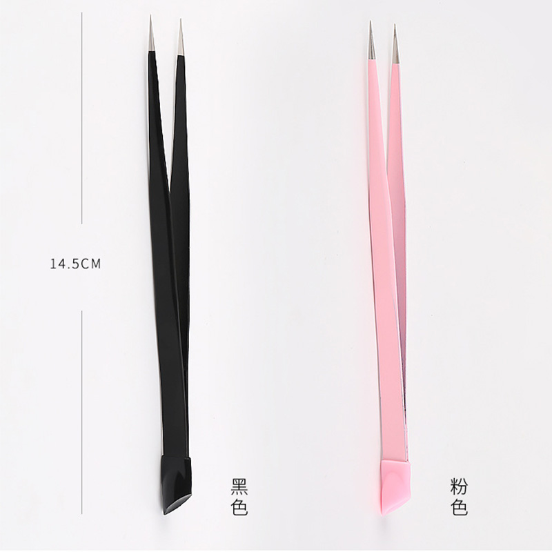 Professional salon silicone stainless steel two way nail decoration picker tweezers