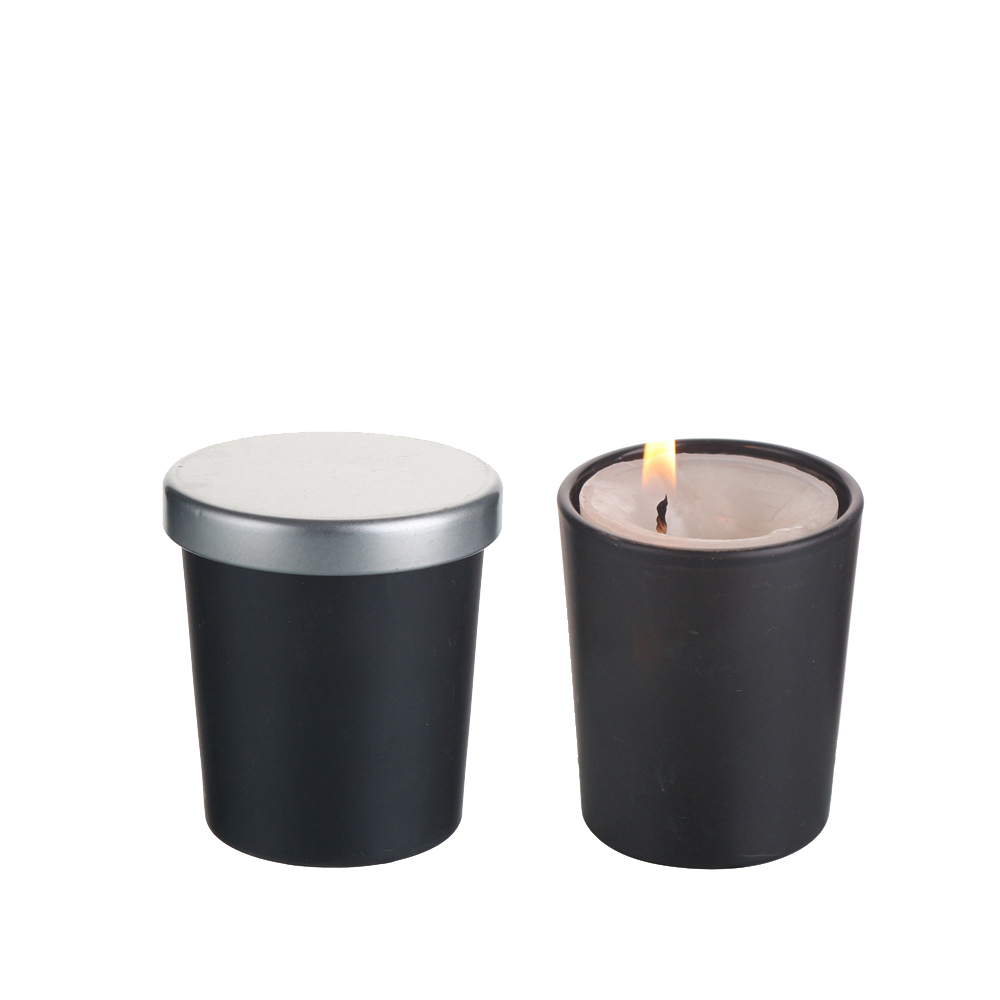 Bulk private label custom empty glass candle jar luxury matte black empty candle jars