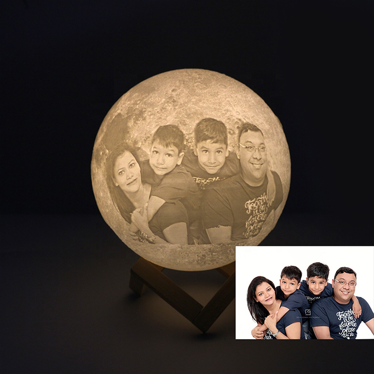 Multi-Size 16 Colors Custom Text 3d Photo Moon Lamp for Wedding Decoration