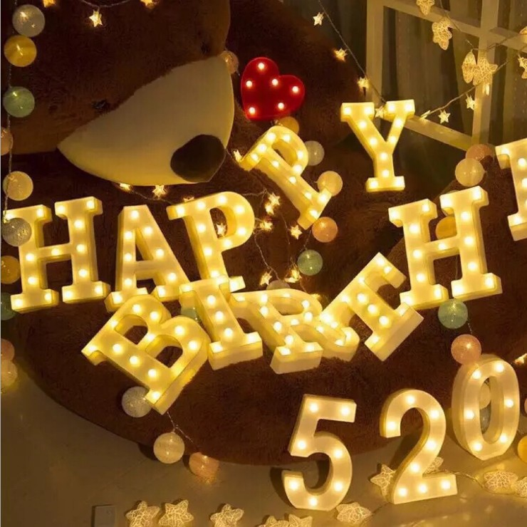 LED Letter Lights 26 Alphabet Light Up Marquee Number Letters Sign for Wedding Birthday Party Battery Powered Christmas