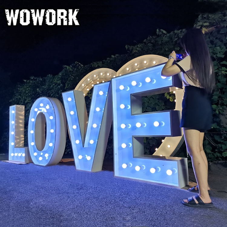 Wowork Фушунь 3d пользовательский свадебных вечеринок с надписью «love» знаки совместных слова огни для свадебного декора