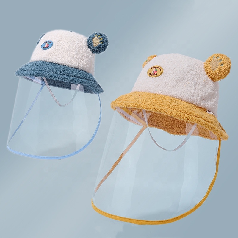 face protective shield fashionable kids hat with clear plastic face shield