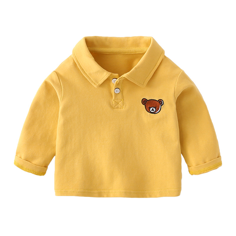New Design Fashion Infant Combed Top Kids Autumn Baby Polo T-shirt With Embroidery Bear